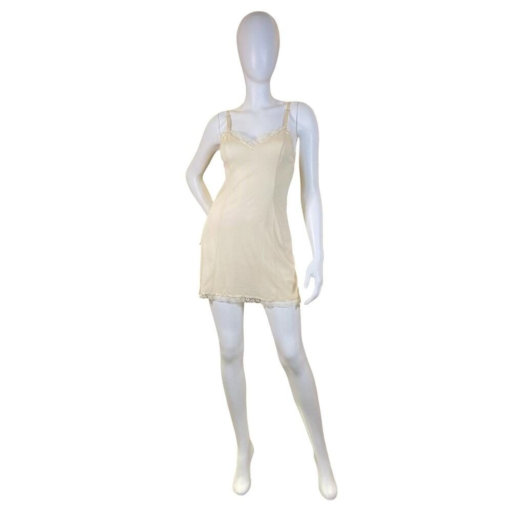 1970s Vintage Kayser Ivory Lace Slip | Mini Slip Lingerie Dress